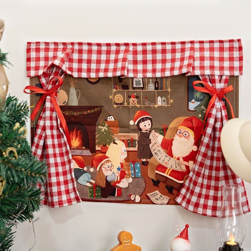 Nordic stiliaus pūkuotas gobelenas svetainei — 3D Kalėdų sieninis gobelenas, rankų mezgimas, 70-80% medvilnė