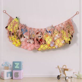 Medvilninis žaislų laikymo tinklas, rankų audimas, stačiakampis sieninis gobelenas, šiuolaikinis minimalistinis stilius, rankinis plovimas