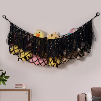 Medvilninis žaislų laikymo tinklas, rankų audimas, stačiakampis sieninis gobelenas, šiuolaikinis minimalistinis stilius, rankinis plovimas