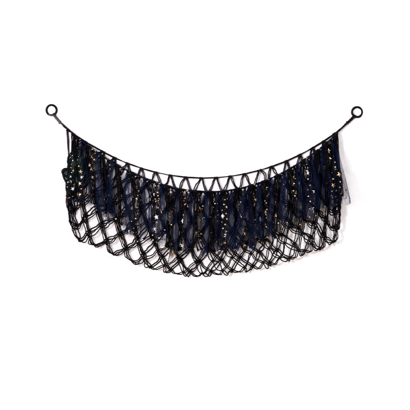 Medvilninis žaislų laikymo tinklas, rankų audimas, stačiakampis sieninis gobelenas, šiuolaikinis minimalistinis stilius, rankinis plovimas