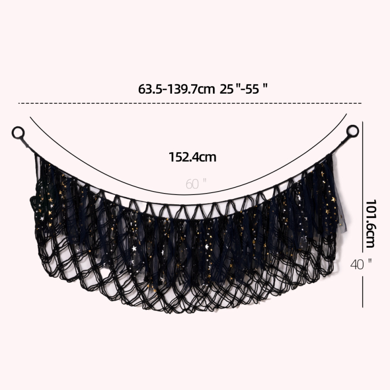 Medvilninis žaislų laikymo tinklas, rankų audimas, stačiakampis sieninis gobelenas, šiuolaikinis minimalistinis stilius, rankinis plovimas