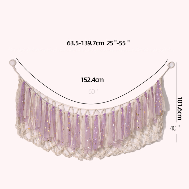 Medvilninis žaislų laikymo tinklas, rankų audimas, stačiakampis sieninis gobelenas, šiuolaikinis minimalistinis stilius, rankinis plovimas