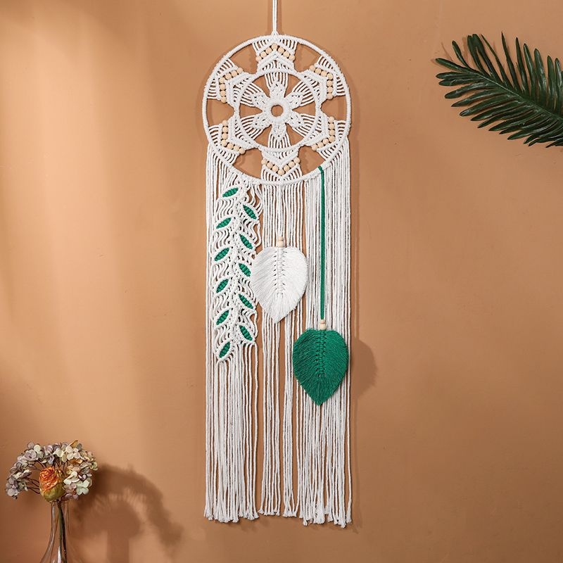 Šiaurės stiliaus bohemiškas lapų gobelenas, rankų audimas, medvilnės gobeleno sieninis dekoras svetainei, stačiakampė forma, medvilnės sudėtis 80–90%