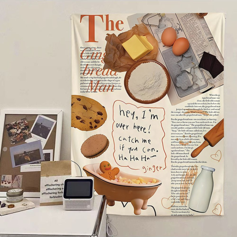 Korejos stiliaus sienos gobelenas su širdies raštu, iš pūkoto audinio su 41–50% poliesterio, skaitmeninis termotransferas