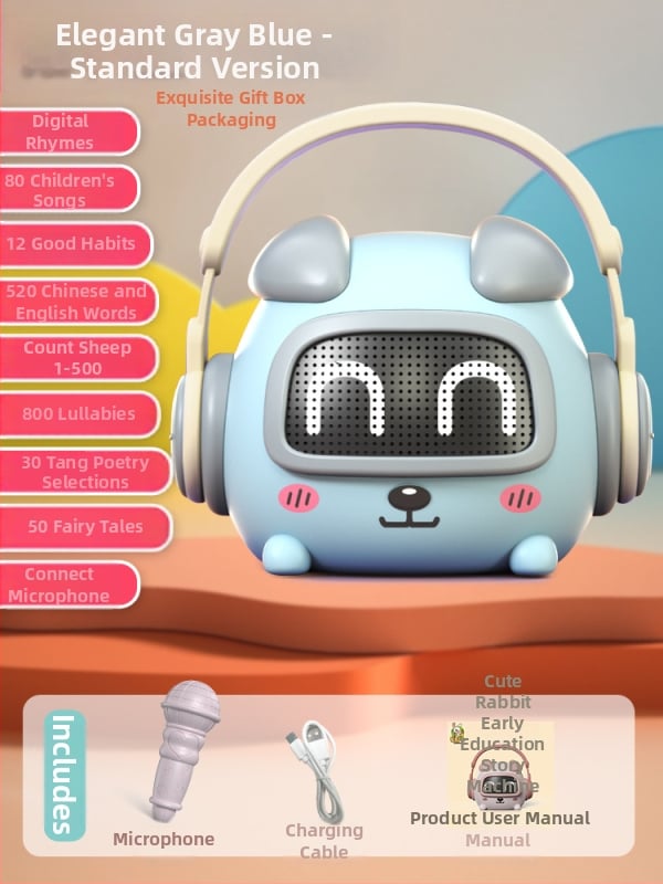 Vaikų išmanusis ankstyvosios edukacijos įrenginys pasakojimams — Bluetooth, nuotolinio valdymo pultas, įkraunama, muzika; plastikinis korpusas; amžius 0–3 metai