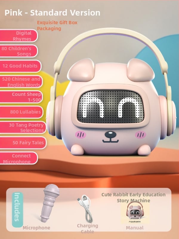 Vaikų išmanusis ankstyvosios edukacijos įrenginys pasakojimams — Bluetooth, nuotolinio valdymo pultas, įkraunama, muzika; plastikinis korpusas; amžius 0–3 metai