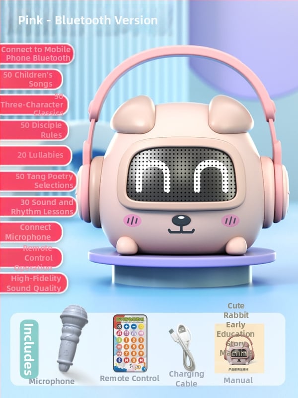 Vaikų išmanusis ankstyvosios edukacijos įrenginys pasakojimams — Bluetooth, nuotolinio valdymo pultas, įkraunama, muzika; plastikinis korpusas; amžius 0–3 metai