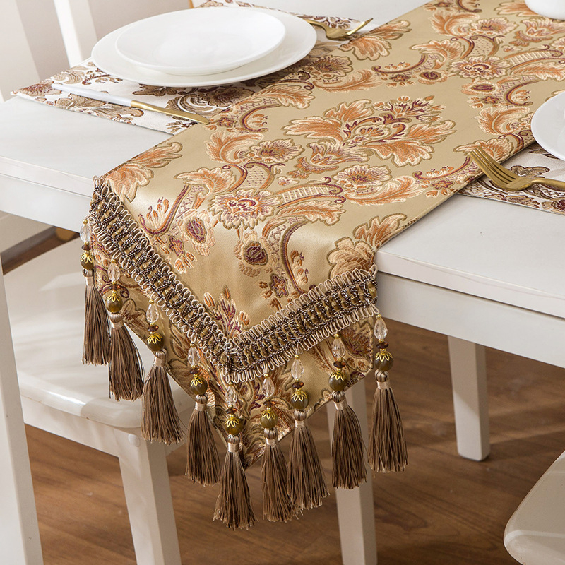 Față de masă din poliester, dreptunghiulară, stil european clasic cu design inspirat de palat retro, antiderapant și protecție împotriva prafului, model 37110066/22516719469