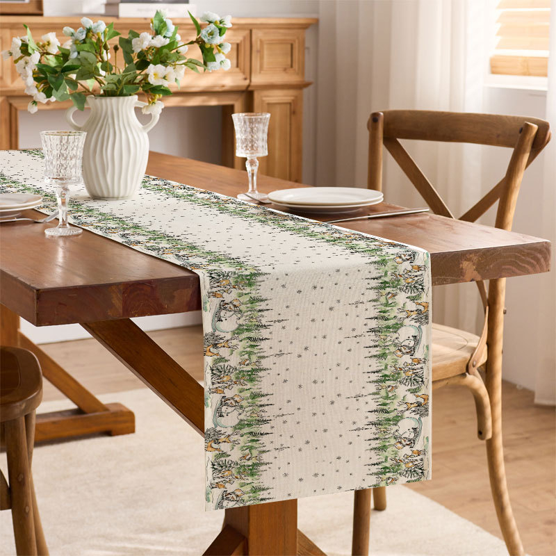 Stolni runner od poliestera, skandinavski stil, print biljaka i cvijeća, glavni materijal 90% poliester, 10% sekundarni, prilagodljiv