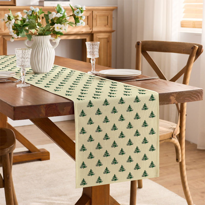Stolni runner od poliestera, skandinavski stil, print biljaka i cvijeća, glavni materijal 90% poliester, 10% sekundarni, prilagodljiv