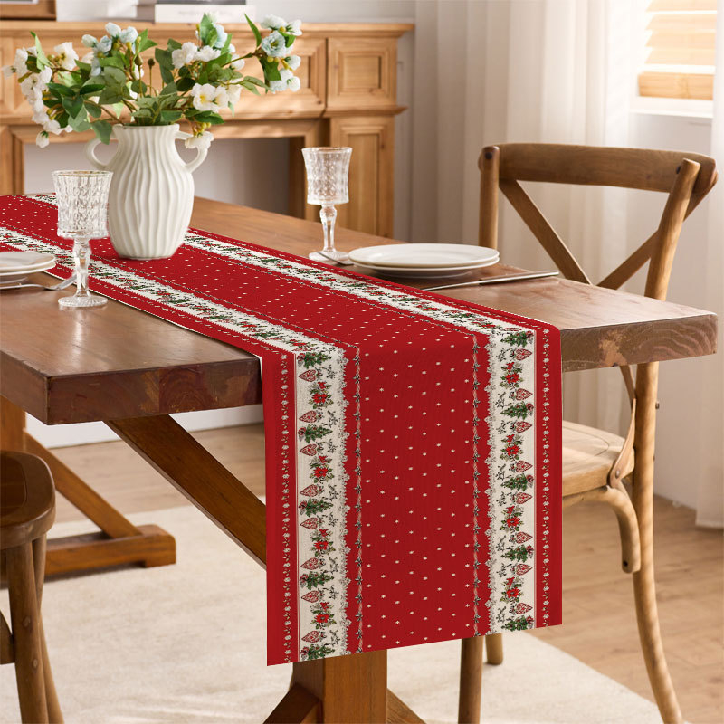 Stolni runner od poliestera, skandinavski stil, print biljaka i cvijeća, glavni materijal 90% poliester, 10% sekundarni, prilagodljiv