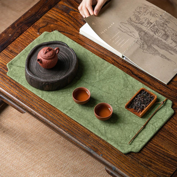 Πατάκι τσαγιού για τελετή, χειροποίητο, διπλό στρώμα, αδιάβροχο, καμβάς και λινό