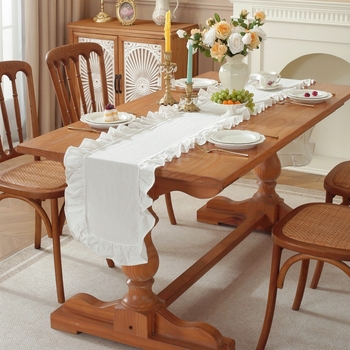 Lexuanxiu puuvillane ruutlaua kate, plieetitud lotuslehe äärt, minimalistlik luksus stiil, kohandatav