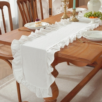 Lexuanxiu puuvillane ruutlaua kate, plieetitud lotuslehe äärt, minimalistlik luksus stiil, kohandatav