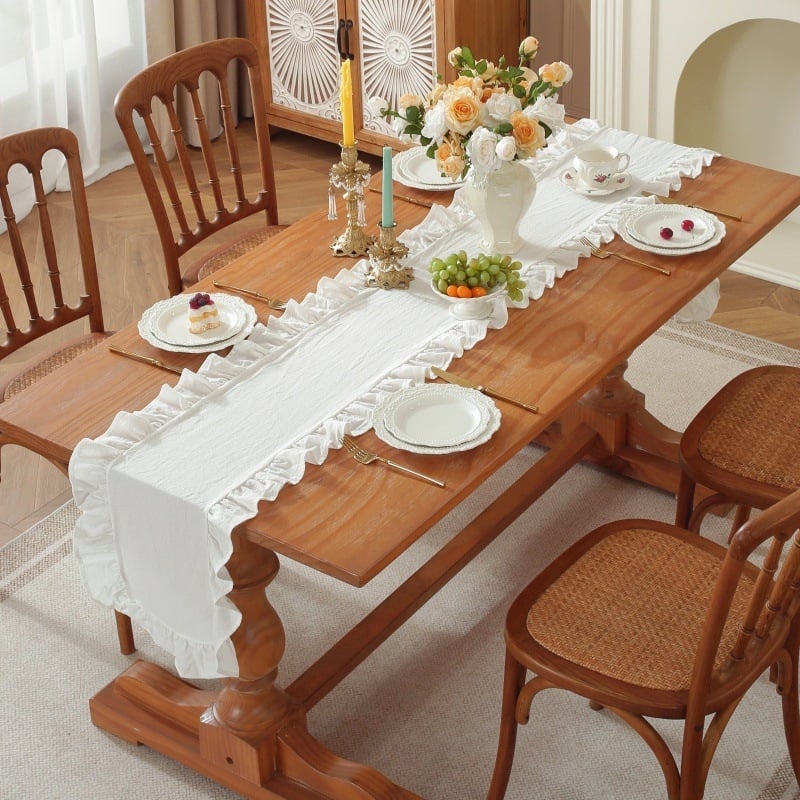 Lexuanxiu puuvillane ruutlaua kate, plieetitud lotuslehe äärt, minimalistlik luksus stiil, kohandatav