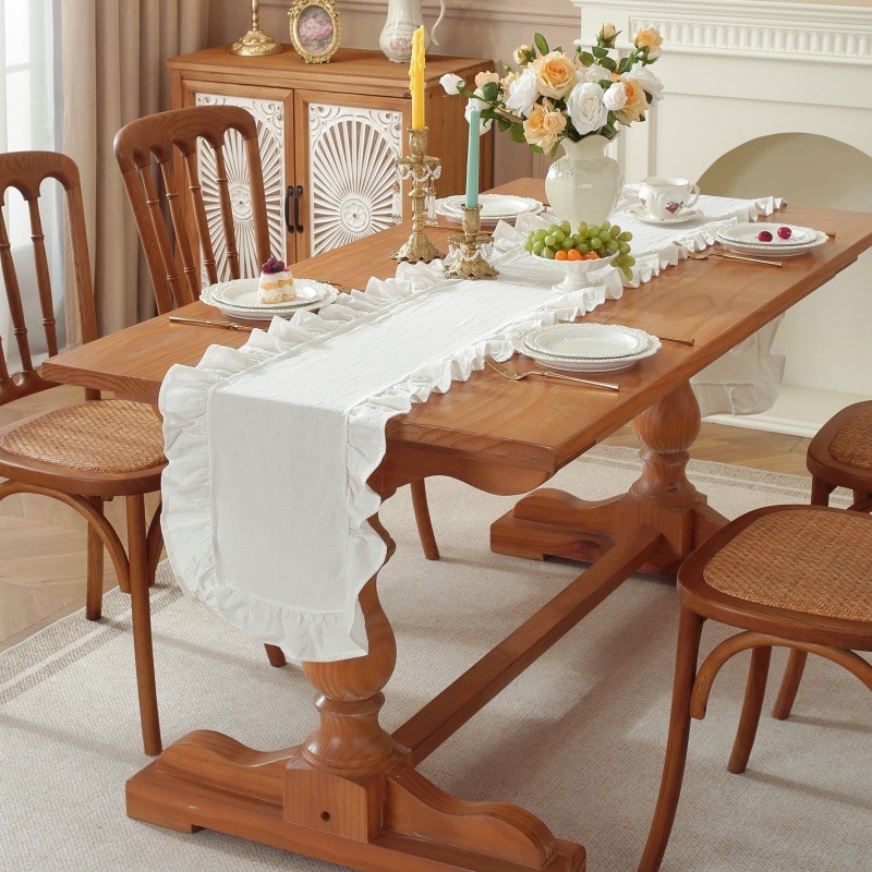 Lexuanxiu puuvillane ruutlaua kate, plieetitud lotuslehe äärt, minimalistlik luksus stiil, kohandatav