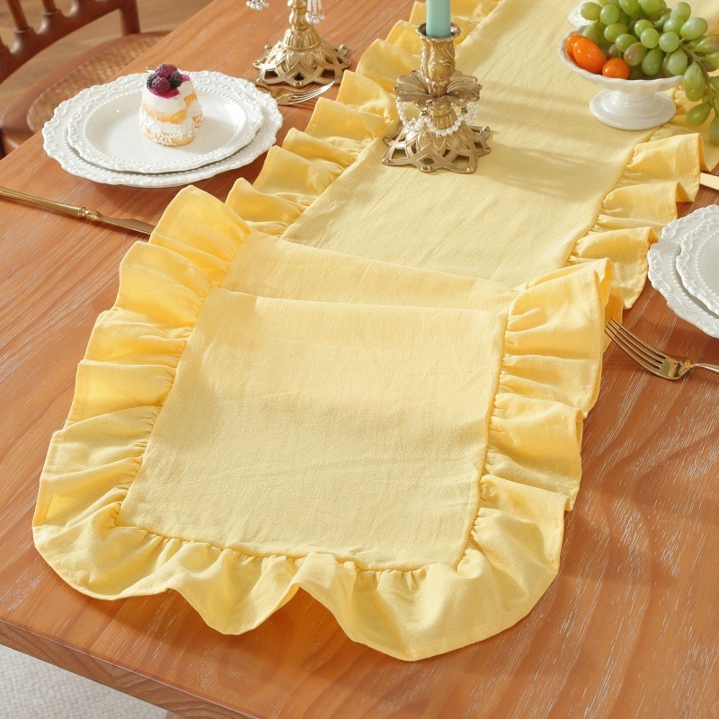 Lexuanxiu puuvillane ruutlaua kate, plieetitud lotuslehe äärt, minimalistlik luksus stiil, kohandatav