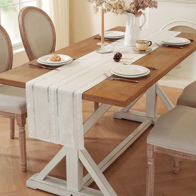 Steag de masă – poliester, dreptunghiular, cu dungi, antiderapant, rezistent la temperaturi ridicate