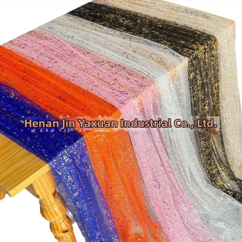 Kuldse fooliumiga tüll-laua laudlina kaasaegse minimalistliku stiiliga, särav võrgutusega, polüesterkangas, põhistruktuur polüester ja alakomponent polüester, kohandamine saadaval