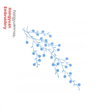 Siuvinėta plomų žiedų motyvo applikacija namų dekorui ir drabužiams — Siuvimo siūlai; Naudojimas: dekoravimas, drabužiai