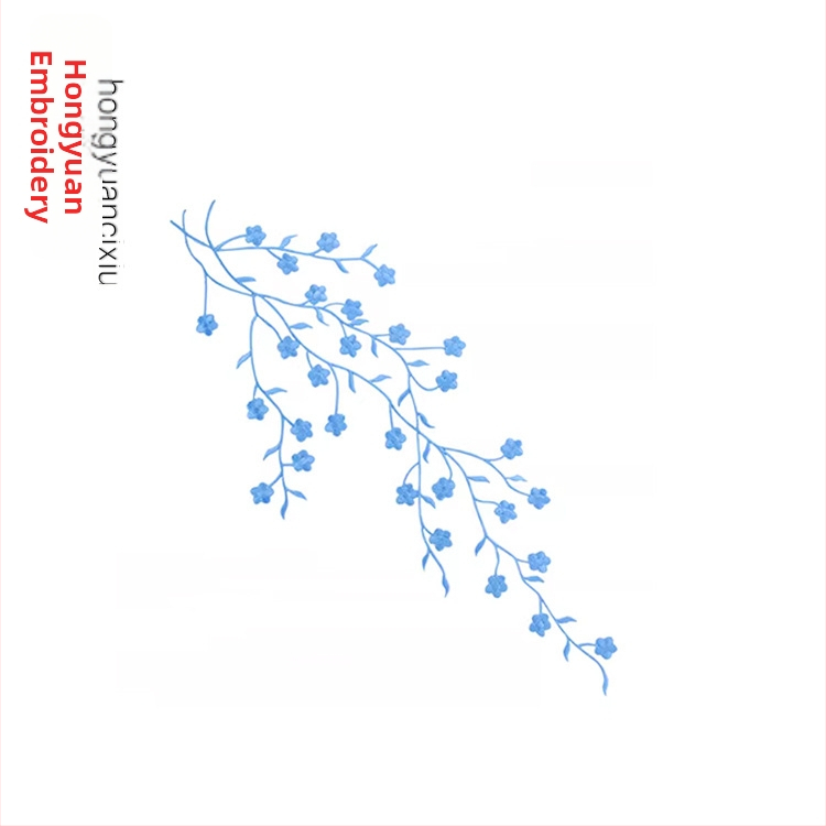 Vyšívaná nášivka s motívom čerešne pre domáce dekorácie a oblečenie — Materiál: vyšívacia niť; Použitie: dekorácia, oblečenie