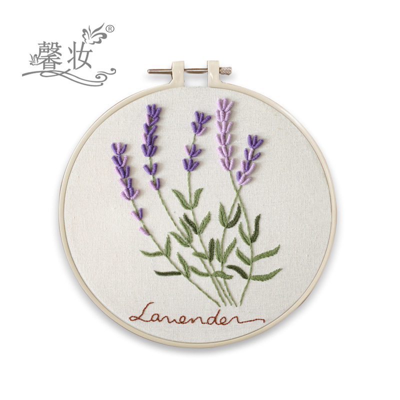 Kit de broderie în stil clasic chinezesc pe țesătură din bumbac-lin, cu model floral — Su embroidery, kit de broderie cu cruce