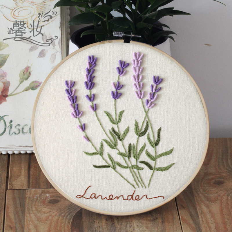 Kit de broderie în stil clasic chinezesc pe țesătură din bumbac-lin, cu model floral — Su embroidery, kit de broderie cu cruce