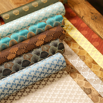 Runner de masă Satin, 80% nylon, 20% bumbac, model frunze, stil chinez nou