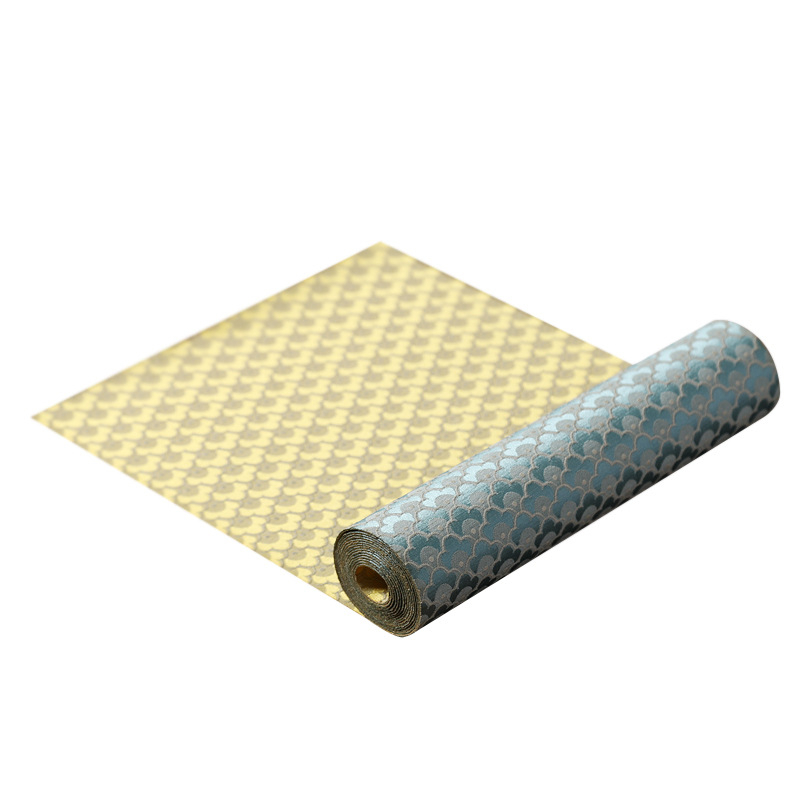 Runner de masă Satin, 80% nylon, 20% bumbac, model frunze, stil chinez nou