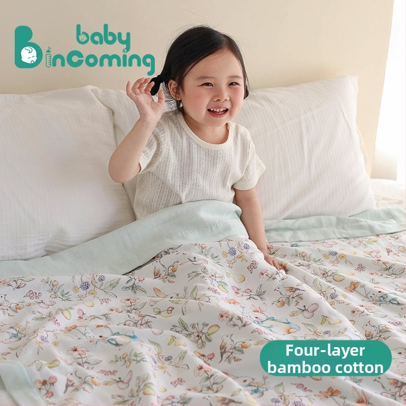 Kūdikio pledas iš bambukų pluošto, keturių sluoksnių, kvėpuojantis ir prakaitą sugeriantis, skirta naujagimiams vasarą