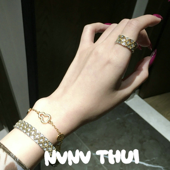 Nvnv thui brățară geometrică cu zirconiu cubic sintetic, micro-setare, stil palat