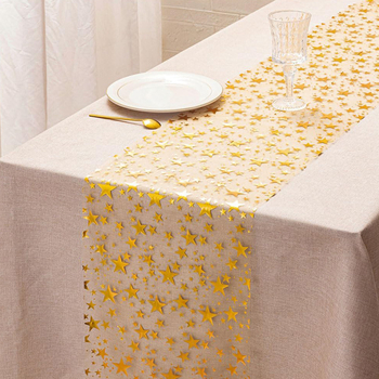 Runner de masă – model geometric abstract, poliester, stil luxos luminos, formă dreptunghiulară, decor pentru nuntă și petreceri