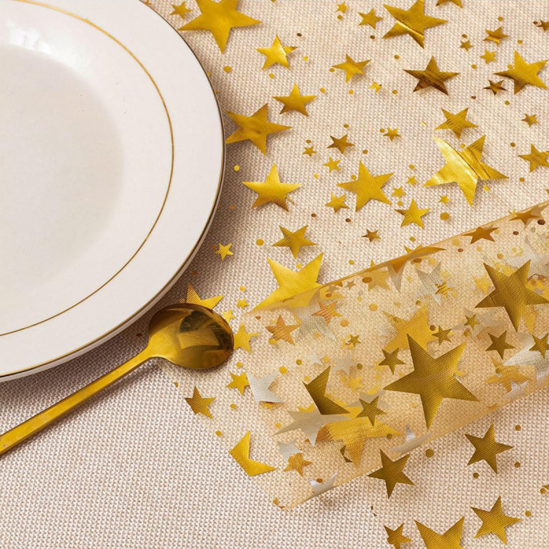 Runner de masă – model geometric abstract, poliester, stil luxos luminos, formă dreptunghiulară, decor pentru nuntă și petreceri