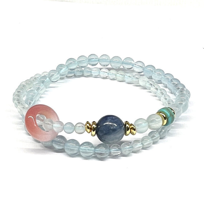 Brățară de cristal pentru femei — mărgele cu ametist și cristal de căpșună, bijuterii în stil etnic geometric