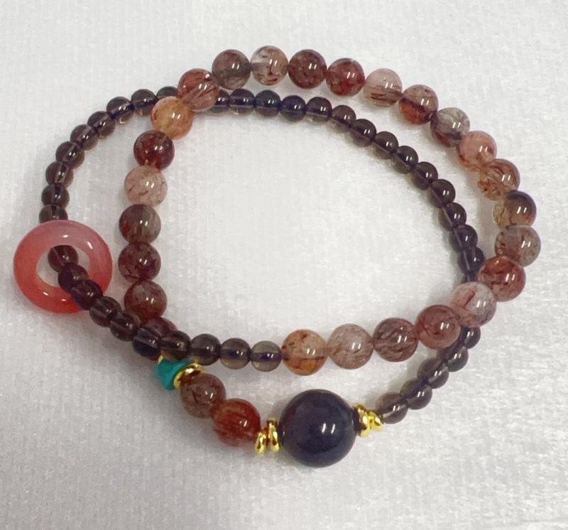 Brățară de cristal pentru femei — mărgele cu ametist și cristal de căpșună, bijuterii în stil etnic geometric