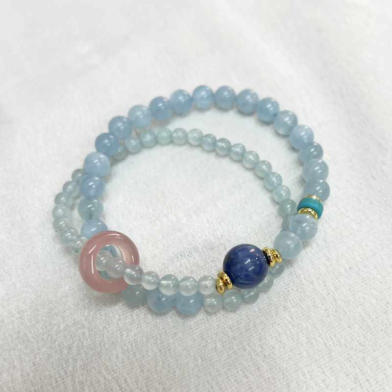 Brățară de cristal pentru femei — mărgele cu ametist și cristal de căpșună, bijuterii în stil etnic geometric