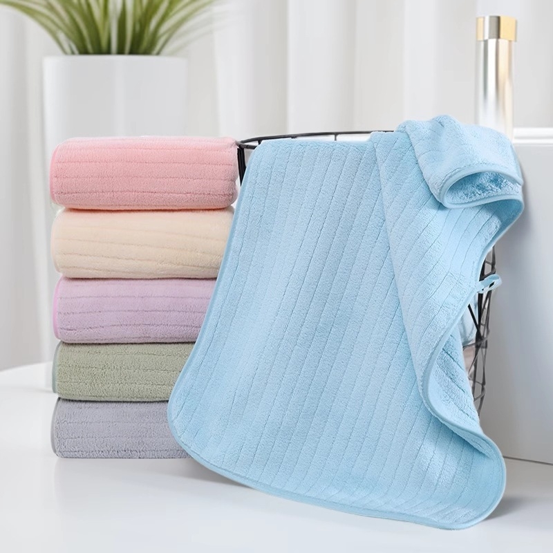 Prosop de baie Mu Tian din fleece coral, 32S, 200 g+, terminare cu tiv