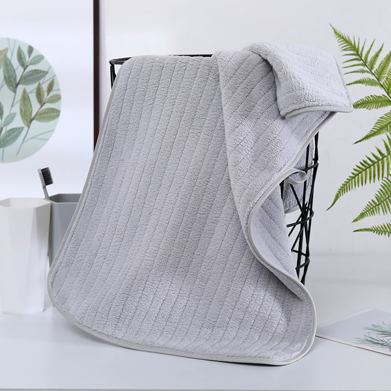 Prosop de baie Mu Tian din fleece coral, 32S, 200 g+, terminare cu tiv