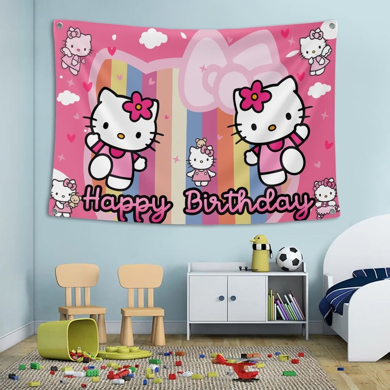 Parti háttérhez készült banner — poliészter, északi stílus, animációs/ Cartoon minta, téglalap alakú, digitális hőtranszfer