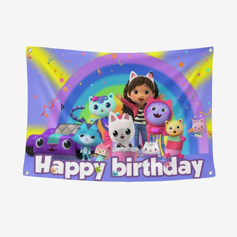 Parti háttérhez készült banner — poliészter, északi stílus, animációs/ Cartoon minta, téglalap alakú, digitális hőtranszfer