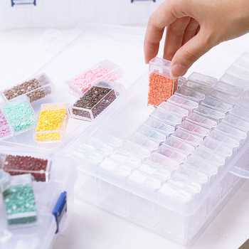 Dijamanto paveikslų įrankių saugojimo dėžutė, 64 tinkleliai, peizažo raštas, šiuolaikinis minimalistinis