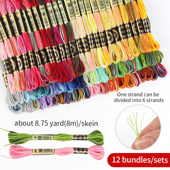 Kryžminio siuvimo siūlų rinkinys, 8,6 m, 6 siūlai, gradientinis segmento dažymas, poliesteris