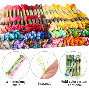Kryžminio siuvimo siūlų rinkinys, 8,6 m, 6 siūlai, gradientinis segmento dažymas, poliesteris