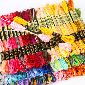 Kryžminio siuvimo siūlų rinkinys, 8,6 m, 6 siūlai, gradientinis segmento dažymas, poliesteris