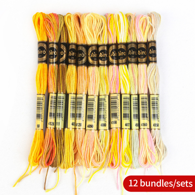 Kryžminio siuvimo siūlų rinkinys, 8,6 m, 6 siūlai, gradientinis segmento dažymas, poliesteris