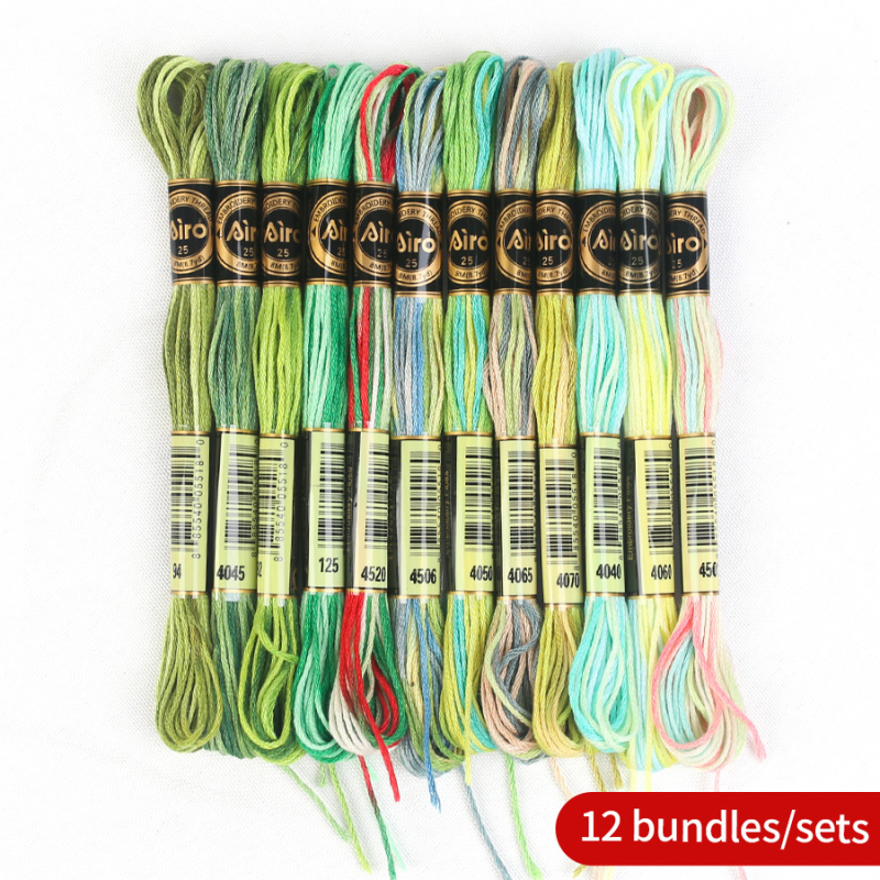 Kryžminio siuvimo siūlų rinkinys, 8,6 m, 6 siūlai, gradientinis segmento dažymas, poliesteris