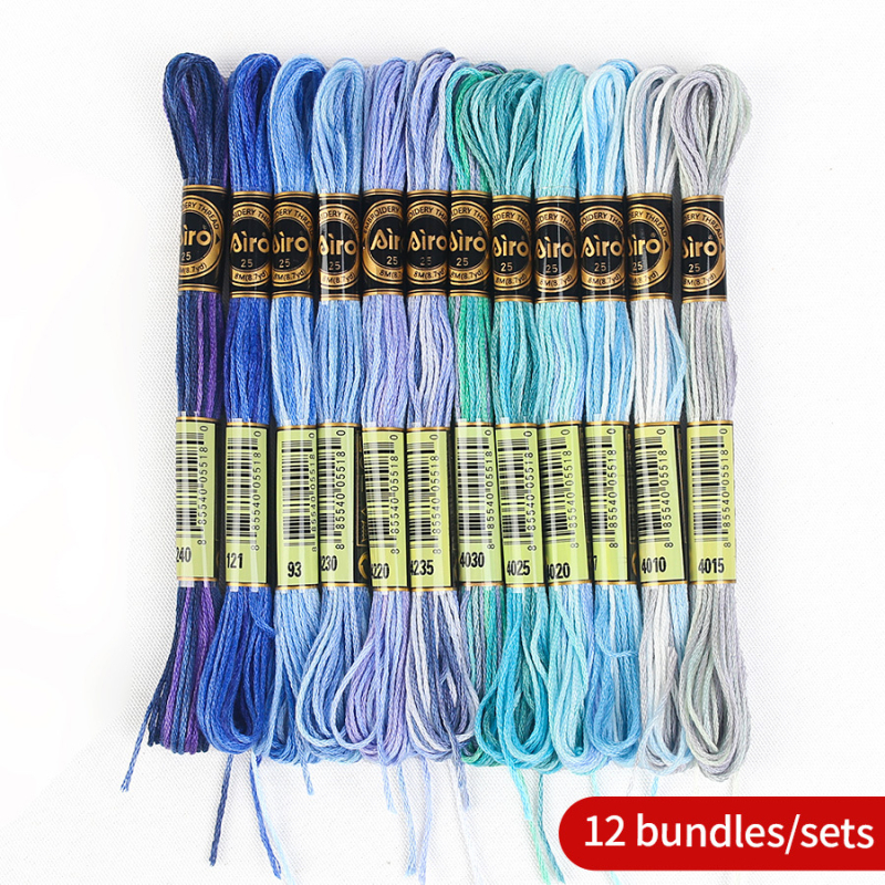 Kryžminio siuvimo siūlų rinkinys, 8,6 m, 6 siūlai, gradientinis segmento dažymas, poliesteris