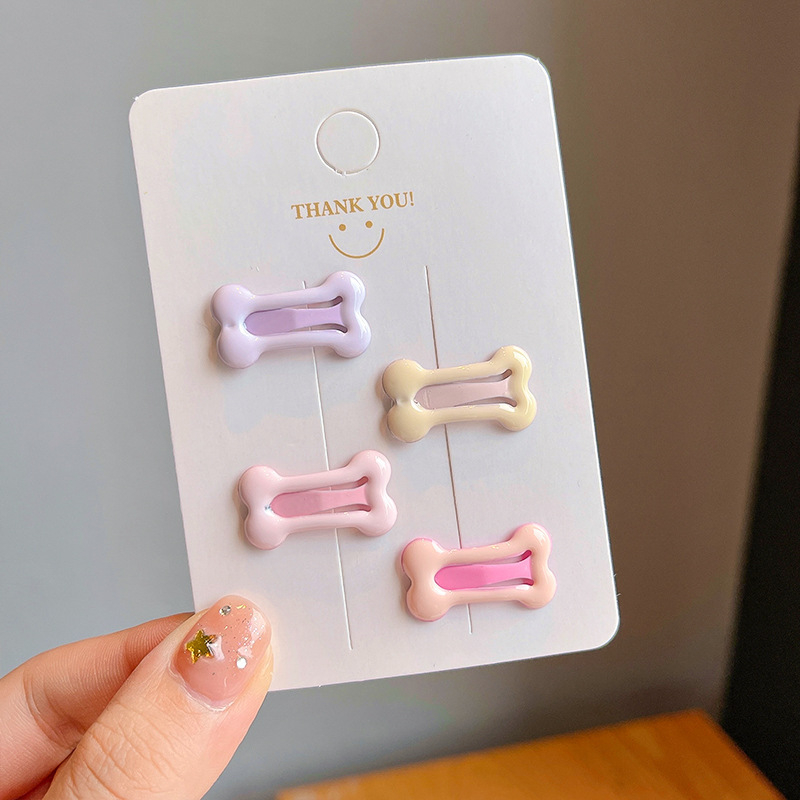 Clip pentru păr pentru copii, în formă de os, din aliaj de fier, finisare cu picurare de ulei, BB clip, stil de vacanță