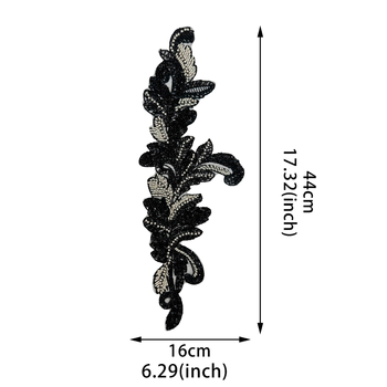 Siuvinės lapo formos sequins aplikacijos, 3D tekstilinės appliacijos iš poliesterio, skirti megztiniams, skrybėlėms, suknelėms ir aksesuarams