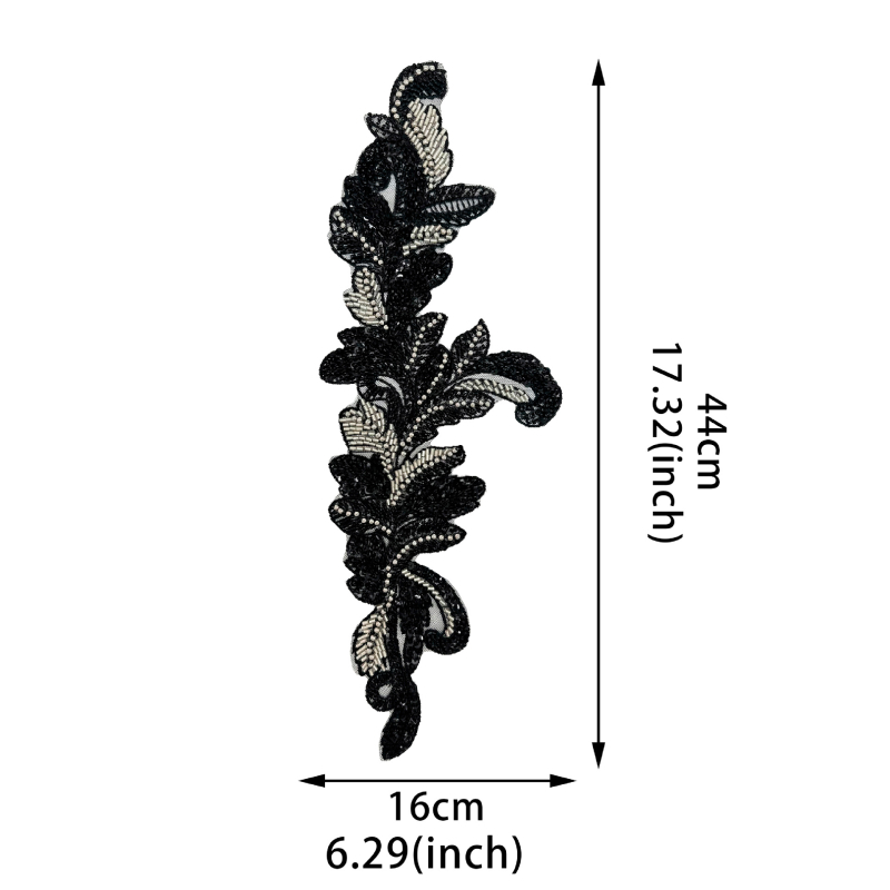 Siuvinės lapo formos sequins aplikacijos, 3D tekstilinės appliacijos iš poliesterio, skirti megztiniams, skrybėlėms, suknelėms ir aksesuarams